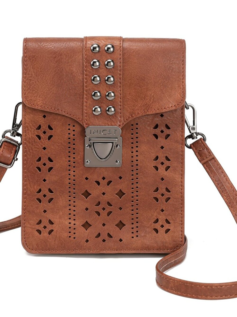 MINICAT INICAT Women RFID Blocking Small Crossbody Bag Cell Phone Purse Stud Cut